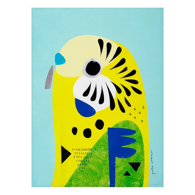 Maxwell Williams GX0035 Pete Cromer Bird Tea Towel - Budgerigar Print - 100% Cotton - 70 x 50 cm - Multicolour
