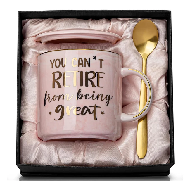 Retirement Gifts for Women - Great Retirement Mug 14oz Pink Marble - Gift Box In
