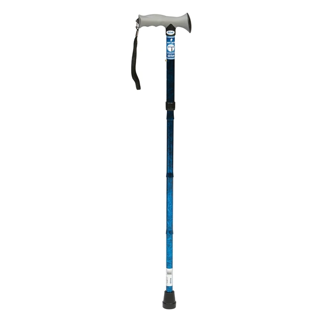 Drive Devilbiss Healthcare Folding Walking Stick with Gel Grip - Blue, Pack of 1 - Height Adjustable