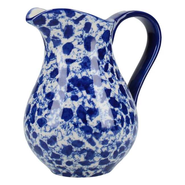 London Pottery Splash Milk Jug Pitcher Stoneware Blue White 575ml - UK Designed