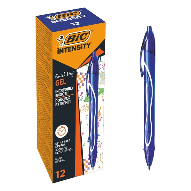 BIC Gelocity Quick Dry Tintenroller Gelstifte Blau Medium Nachfüllbar 12er Pack