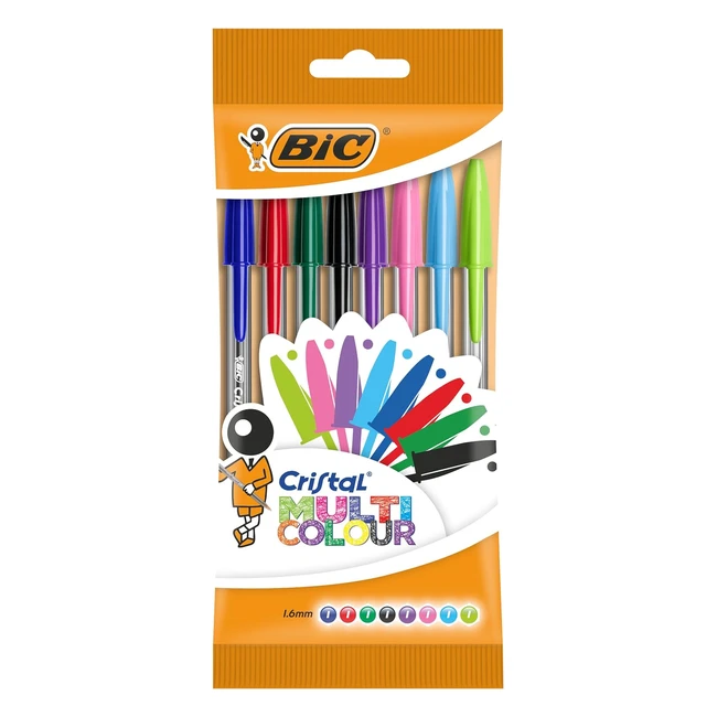 BIC Kugelschreiber Cristal Multicolor Set 8 Farben Bro Schule Alltag