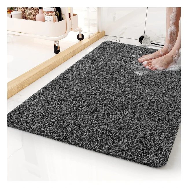 Athrz Loofah Shower Mat | Non Slip Anti Mould PVC Bath Mat | Black/White 40x80cm