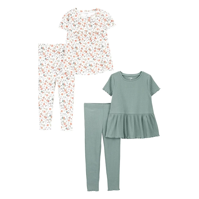 Conjunto de ropa de juego blanco floralverde para bebs nias - Simple Joys by