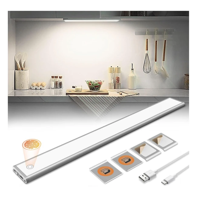 Accwork Under Cabinet Kitchen Light 38cm 3000mAh Rechargeable Motion Sensor Lights Indoor - 140 LEDs Magnetic Cupboard Light Bar