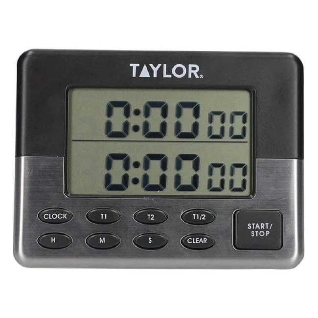 Taylor Kitchen Timer Pro Dual Digital Timer 24 Hour Stopwatch Grey Silver