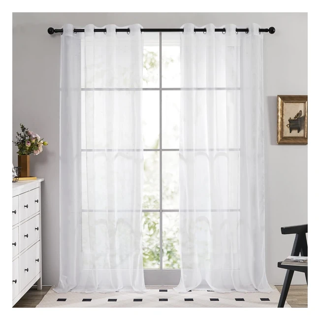 Deconovo Net Curtains 54 Inch 2 Panels White Sheer Window Voile Curtains