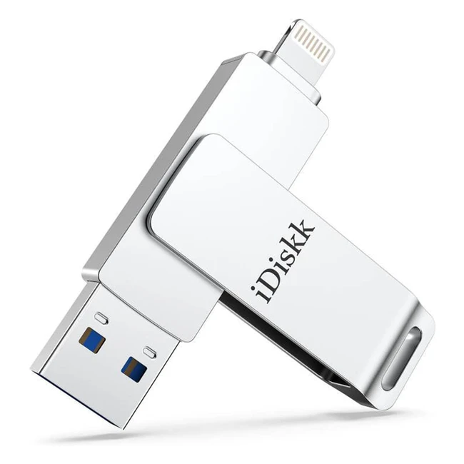 iDiskk 128GB iPhone Photo Stick MFi Certified Lightning USB Photostick for iPhone - External iPhone Memory Drive - iOS iPad Mac PC Compatible