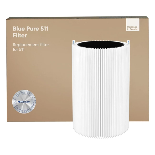 Blueair Genuine HepaSilent Replacement Filter for Blue Pure 511 Air Purifier - Removes 99.97% of Pollen, Dust, Pet Dander, Mould, Bacteria & Viruses - Activated Carbon Reduces VOCs, Odours & Chemicals