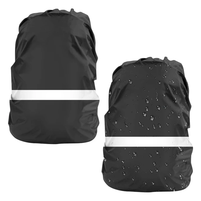Lama 2pcs Waterproof Rain Cover for Backpack M 26L40L Black Reflective Antidust 
