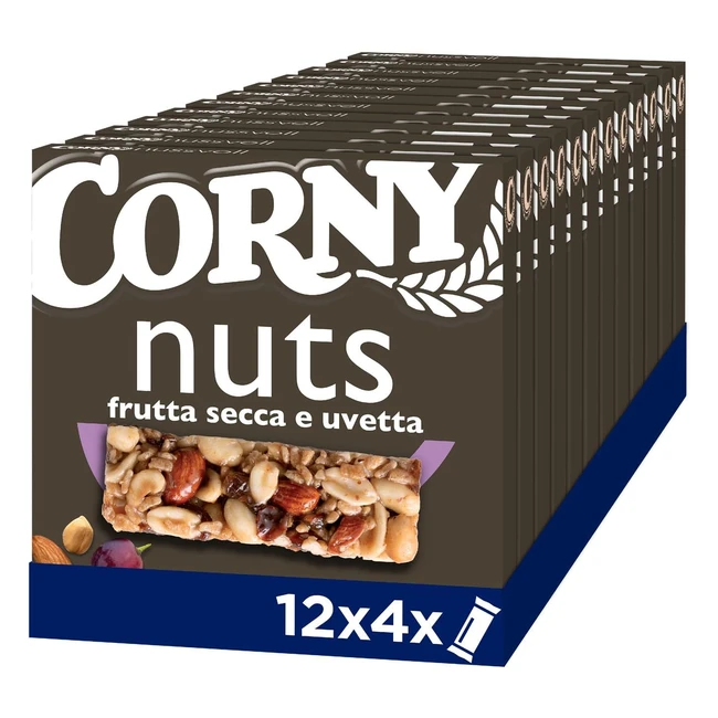 Corny Nuts 48 Barrette Cereali Frutta Secca Uvetta x12 - Senza Olio di Palma