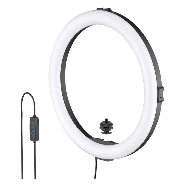 Joby Beamo Ring Light 12 - Grande Lampe LED Anneau Lumineux pour Smartphone ou Appareil Photo - 3 Modes de Lumière - 10 Niveaux de Luminosité