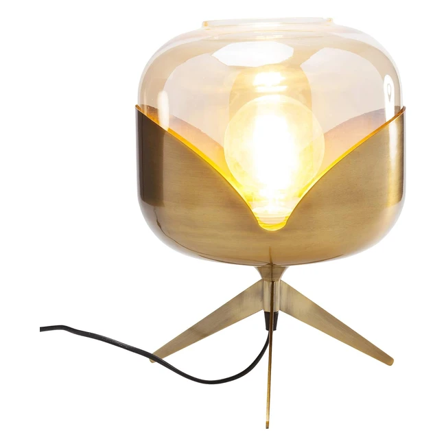 Kare Goldene Kugel Design Tischlampe - Retro Look - Glas Schirm - 35 x 27 x 27 c
