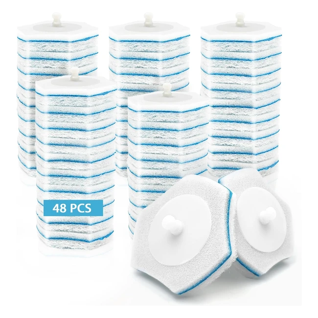 Jehonn Disposable Toilet Bowl Brush Refills 48 Packs - Easy Cleaning - Cost-Effe