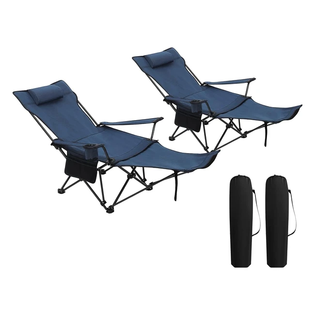 WOLTU Set of 2 Camping Chairs Deck Chairs Ultralight Blue CPS8148BL2