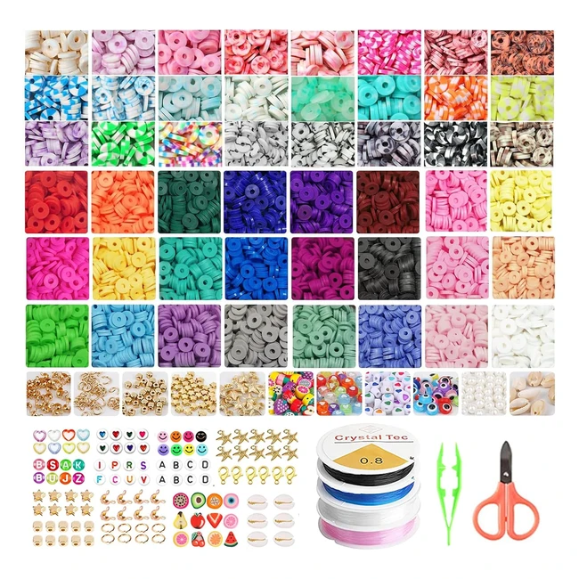 Kit de fabricación de pulseras SZHTFX 13000 piezas cuentas de arcilla multicolor