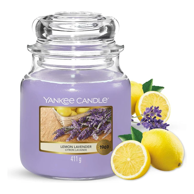 Yankee Candle Duftkerze Glas Mittelgroß Lemon Lavender 75h Brenndauer