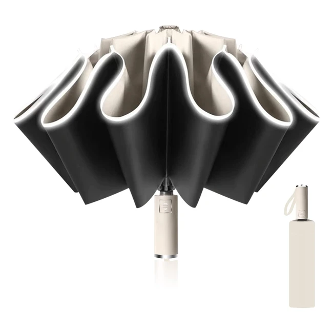 Parapluie inversé automatique 10 baleines - Homme/Femme - Anti-vent/tempête - 105 cm