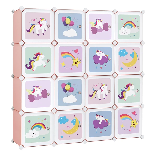 Armario Modular Infantil Songmics 16 Cubos Rosa LPC906P01