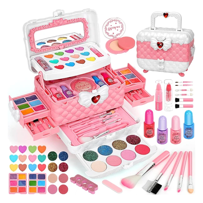 Kids Makeup Set for Girls - Flybay 54-in-1 Princess Makeup Kit - Safe & Washable