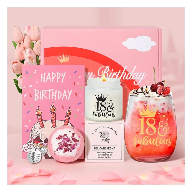 Tecanne 18th Birthday Gifts for Girls - Personalised Glass Wine Gift Set