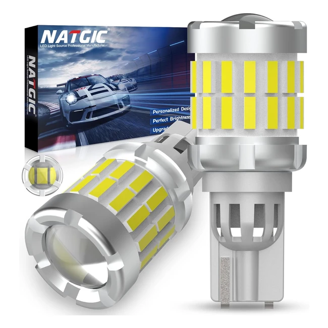Natgic T15 LED Feux de Recul 2 pcs W16W 921 912 Ampoule LED avec Lentille Canbus Error Free Xenon Blanc 12V 36V 6000K 4000ML 33pcs Puce