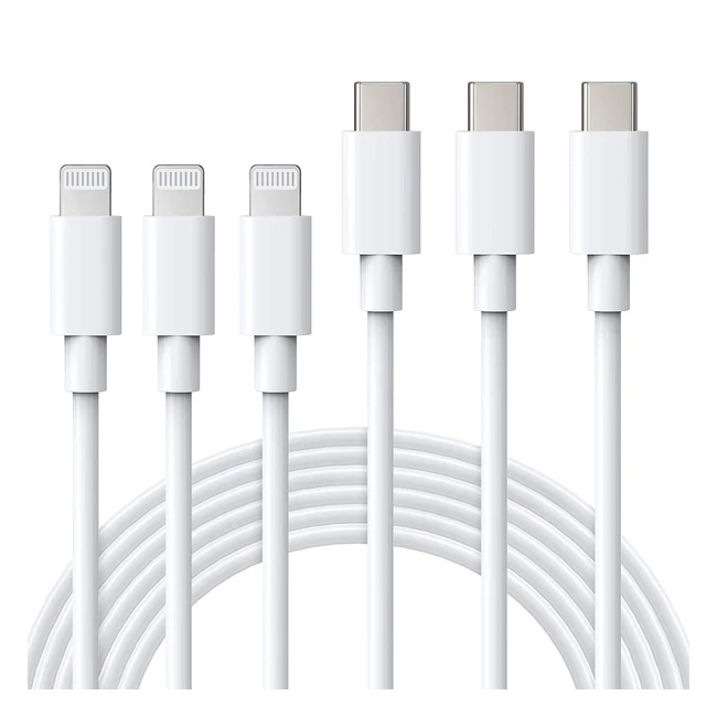 Lot de 3 Cbles USB C vers Lightning 1m Charge Rapide MFI Certifi pour iPhone