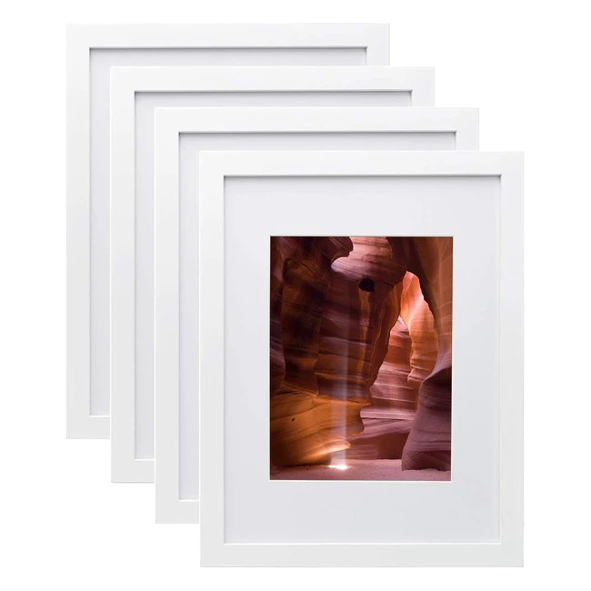 Egofine 12x9 Photo Frames White Set of 4 - High-Quality Wood Frames with Acrylic