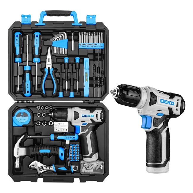 DEKO Cordless Drill Set 8V Electric Drills Blue126 Pieces DIY Tool Kit for Men H