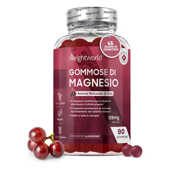Magnesio Gommose Vegan Gusto Uva 90 G - Integratore Energia e Equilibrio
