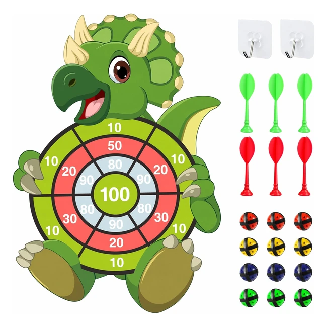 Kizmyee Kids Dinosaur Dart Board Set - IndoorOutdoor Game for Kids 3 - 69cm - 