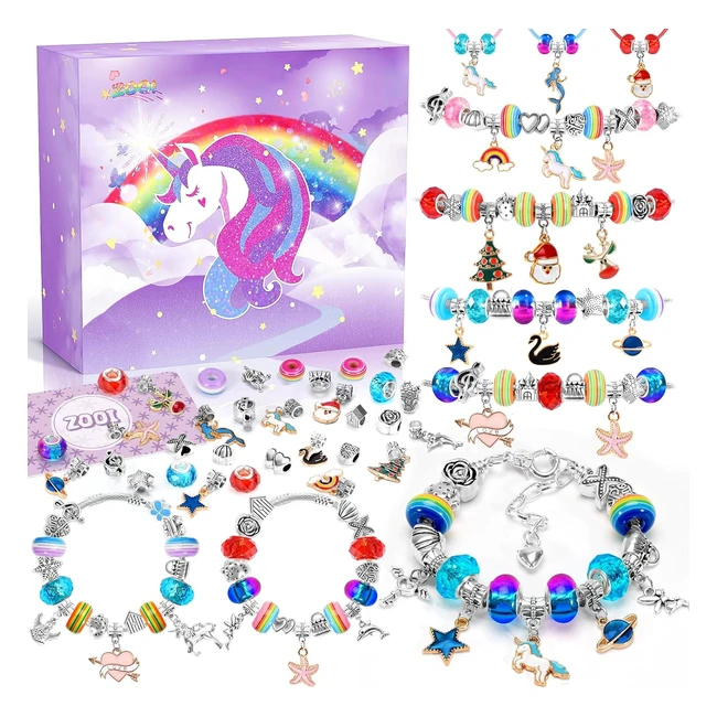 Zooi Unicorn Jewelry Making Kit for Girls - Charm Bracelet DIY Kit