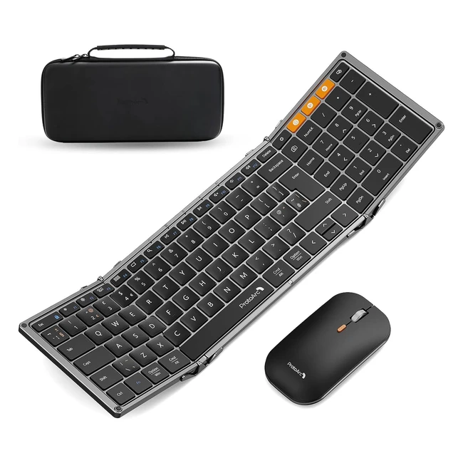 Protoarc Foldable Keyboard and Mouse XKM01 - Fullsize Bluetooth Combo for Travel