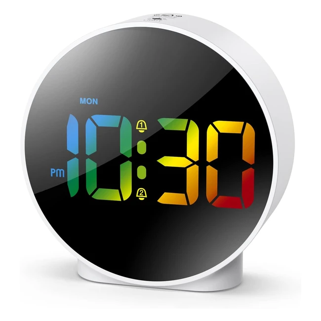 Oqimax Digital Alarm Clock LED Display Snooze 4-Level Brightness 2 Alarms 1224h