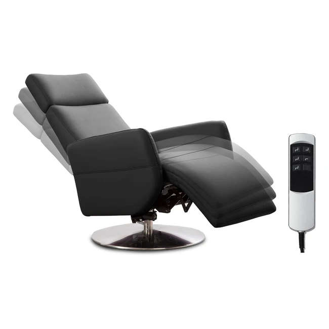 Cavadore TV-Sessel Cobra mit 2 Motoren - Elektrischer Fernsehsessel mit Fernbedienung - Relax- & Liegefunktion - Echtleder Schwarz