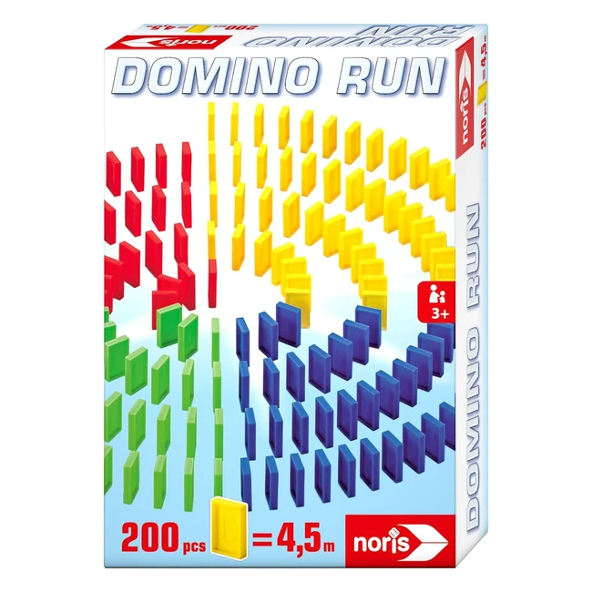 Noris Domino Run Steine | Mega Kurs mit 200 Steinen | Länge 450 cm | Robustes Material