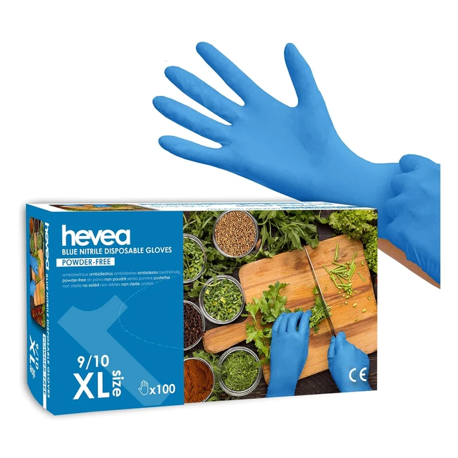 Amazon Basic Care Nitrile Blue Disposable Gloves XL 100 Count - Latex-Free Powder-Free