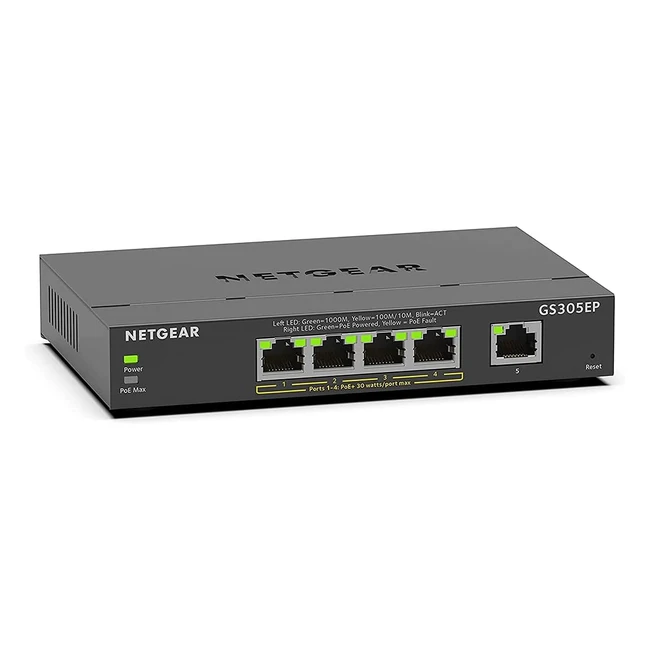 Switch Ethernet PoE Netgear GS305EP 5 ports RJ45 Gigabit 101001000 Serie Plus Ma