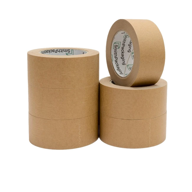 SmithPackaging Brown Kraft Paper Tape 48mm x 50m Pack of 6 Rolls - Recyclable  