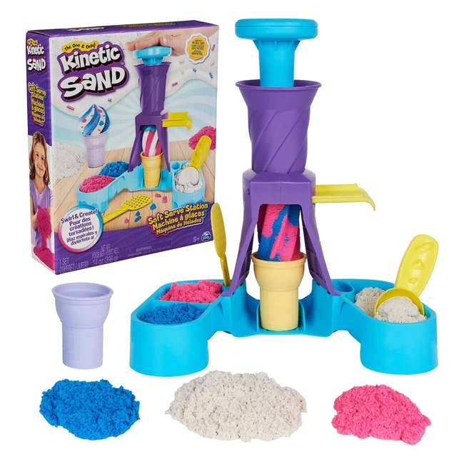 Kinetic Sand Soft Serve Station | Blue Pink White | Sensory Toys for Kids