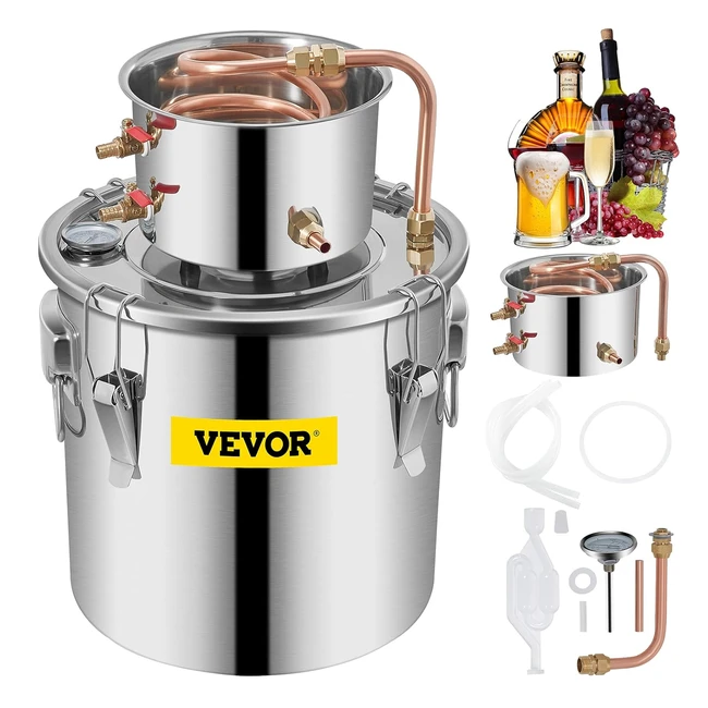 Destilador de Agua Vevor 21L con Termómetro - Filtro Portátil Purificador - Acero Inoxidable