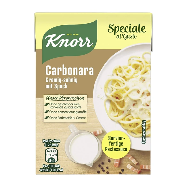 Knorr Speciale al Gusto Carbonara Sauce 370g Pack 1 - Cremig und lecker