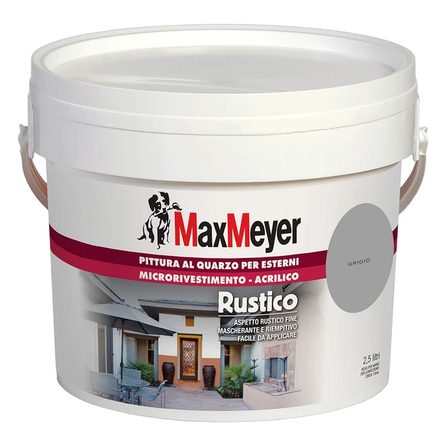 MaxMeyer Pittura Esterni Quarzo Rustico Grigio 25L - Resistente, Facile Applicazione