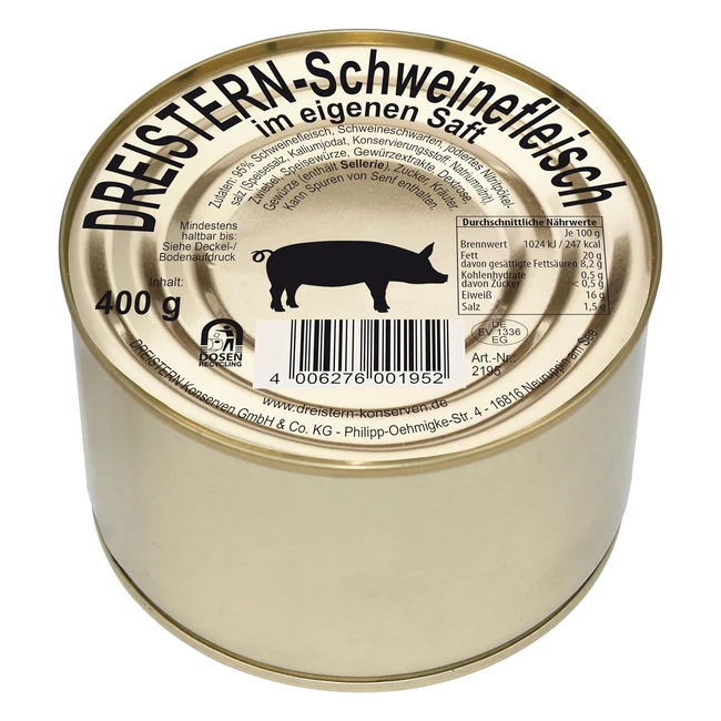 Dreistern Schweinefleisch in eigenem Saft 400 g - Traditionelle deutsche Kche