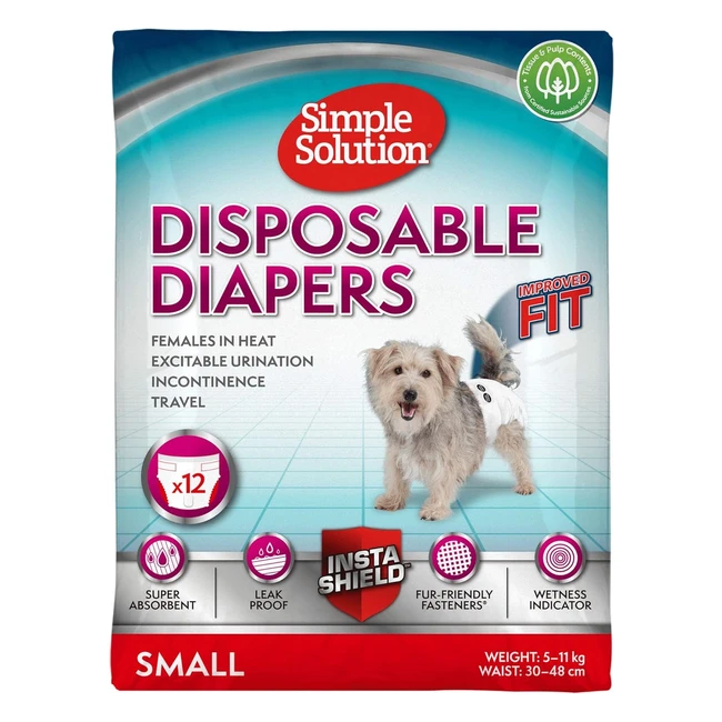 Simple Solution Disposable Dog Diapers for Female Dogs - Super Absorbent Leakpro