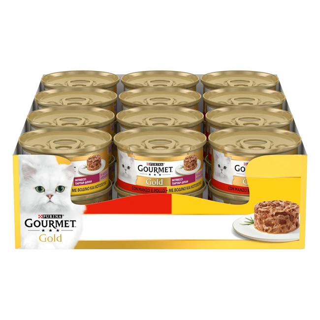 Purina Gourmet Gold Intrecci di Gusto Cibo Umido per Gatti 24 Lattine 85g Pollo 