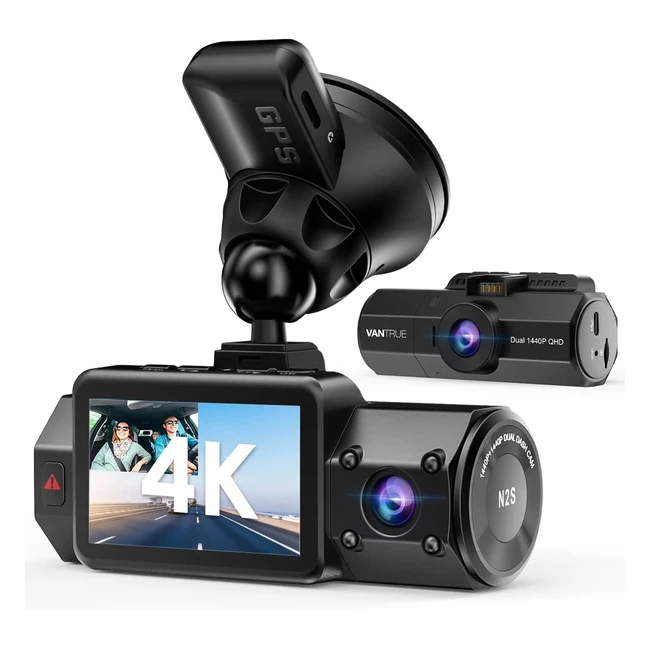 Vantrue N2S 4K Auto Dual Dashcam 1440P GPS 24Std Parkuberwachung Infrarot Nachtsicht