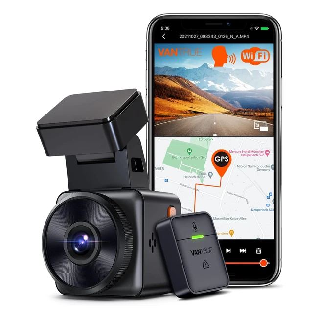 Vantrue E1 Mini Dashcam Auto WiFi GPS 1440p60fps HDR Nachtsicht 154 Zoll 160° Autokamera