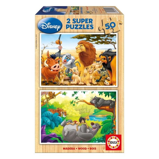 Puzzle Bois Disney Animal Friends 2 x 50 pces 4 ans ref 13144 - Grandes Pices Fa