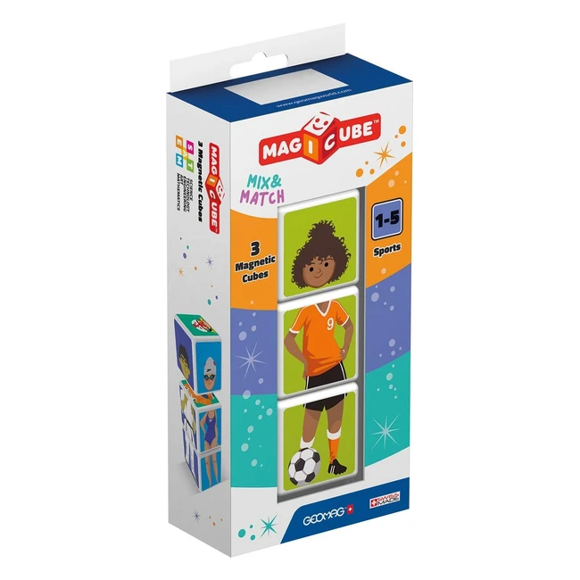 Geomag Sports Cubetti Magnetici 111 - Gioco Educativo per Bambini - Da 1 a 5 Ann